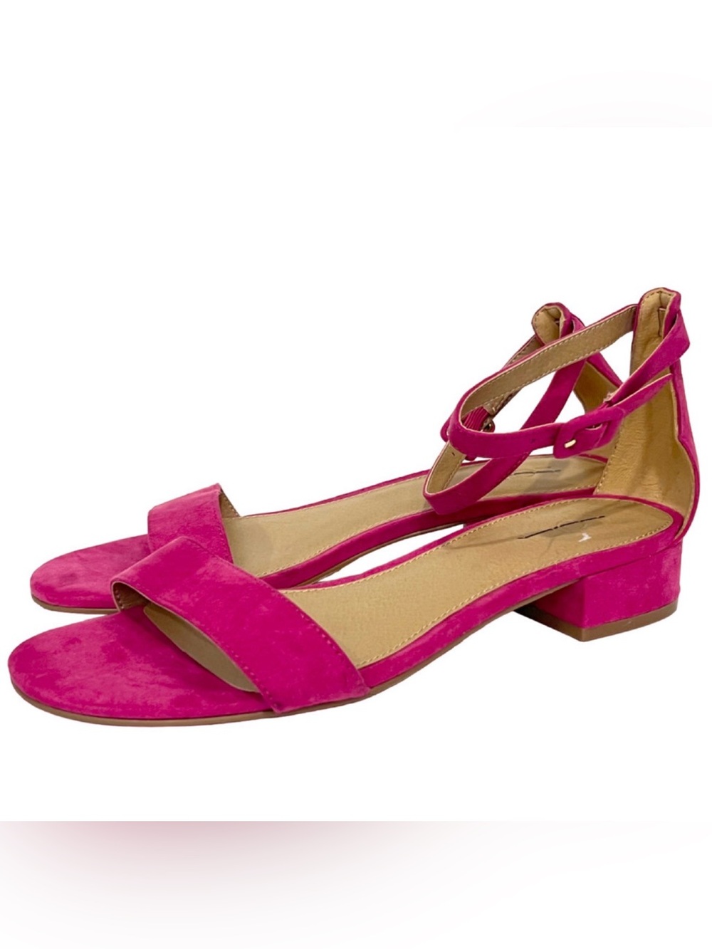 NEW LOFT ANN TAYLOR PINK ANKLE STRAP BLOCK SANDALS HEELS SHOES SIZE 7